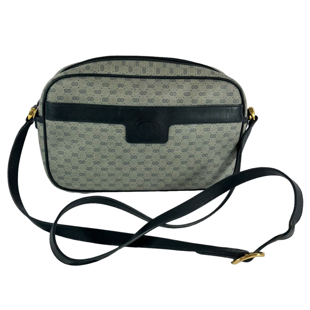 GUCCI Navy Blue Canvas Supreme Micro GG Blue Trim Crossbody Bag Authenticated - Picture 1 of 17